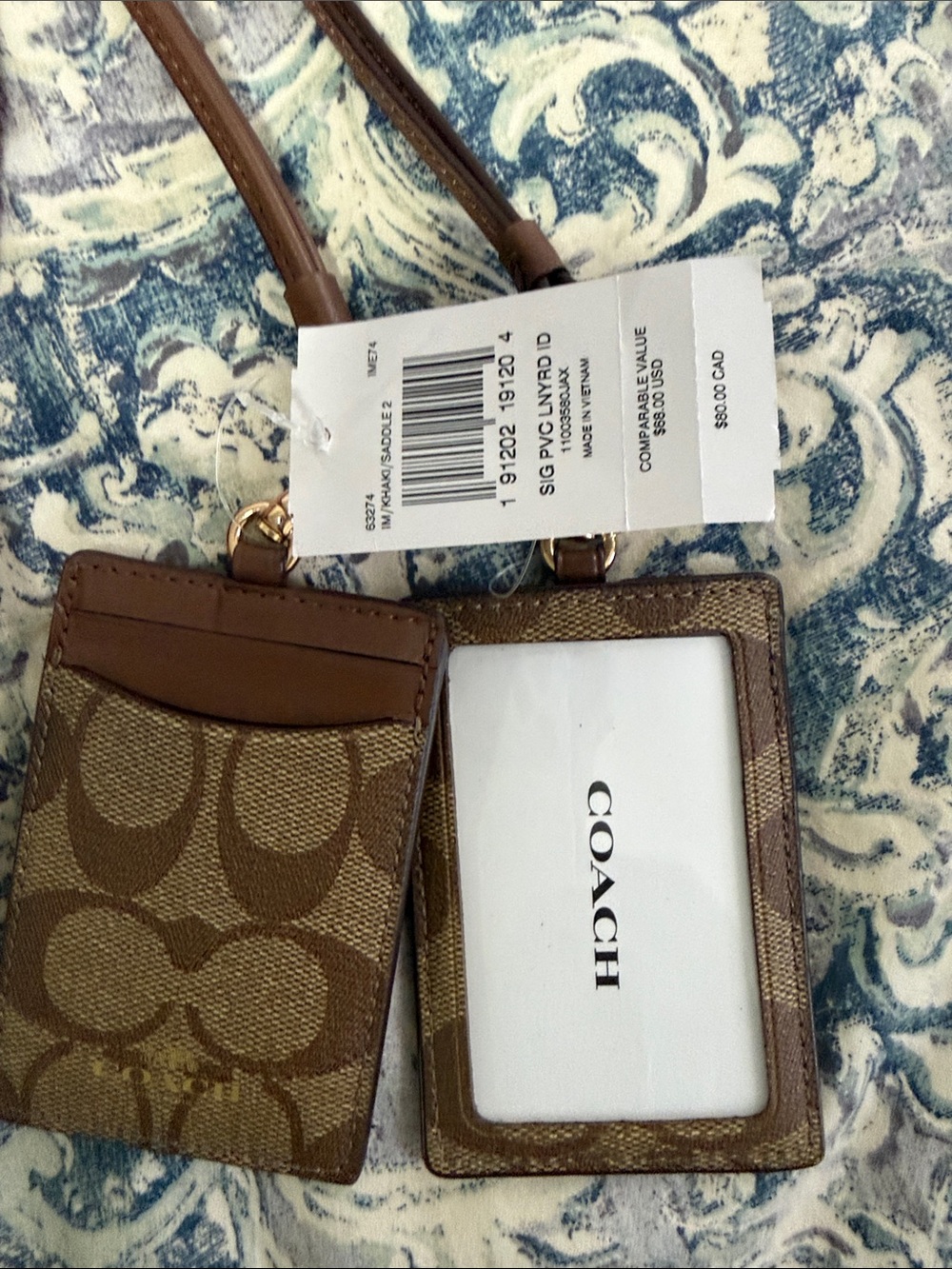 Coach Brown Signature,Burgandy & Blk Leather Card Holder w/Strap•PRICE FOR ONE - Picture 2 of 6